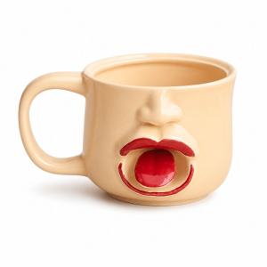 OKKFINE Abstract Face Ceramic Mug Comfortable Handle 3D Tongue Face Mug Gifts Irregular Shape Novelty Coffee Mug Home Drinkware