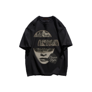 John Áo thun cotton nguyên chất cỡ lỡn Áo thun cotton nguyên chất nặng in tranh sơn dầu xu hướng mùa hè nam áo ngắn tay rộng