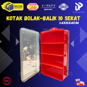 Kotak Pancing Bolak Balik Stella 10 Sekat 14X6X4CM Import Bahan tebal