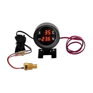 LED Digital Car Truck Water Temp Gauge Voltmeter 2 in 1 12V 24V Car Truck Water Temperature 10mm