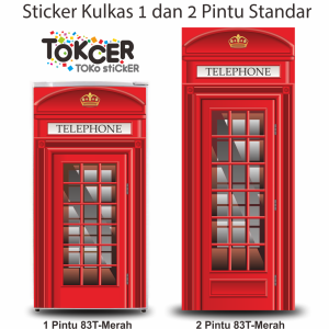 Stiker Kulkas 1 pintu dan 2 Pintu RED Box Telephone
