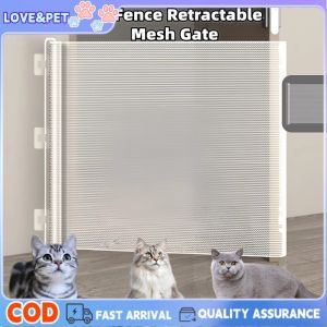 Pet Fence Retractable Mesh Gate Adjustable Room Divider Dog Cat Barrier Indoor Pet Safety Guard