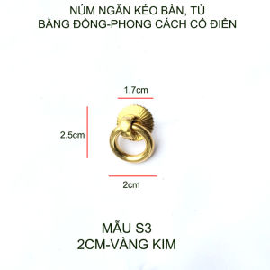 01 Tay nắm ngăn kéo bàn cánh tủ phong cách cổ điển Vintage bằng đồng đặc mẫu S3