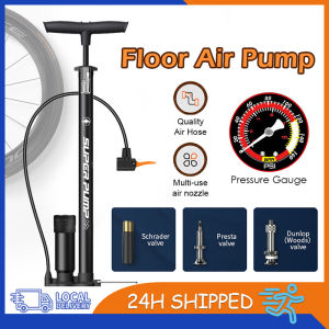 【Local Stock】160PSI Bicycle Floor Pump 3 IN 1 Presta & Schrader Valves Tire Inflator with Barometer High Pressure Bike Air Pump Basketball Pump Tyre Pump