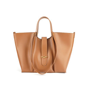 Genuine leather drawstring buckle tote bag European and American vintage large-capacity womens bag with double shoulder straps