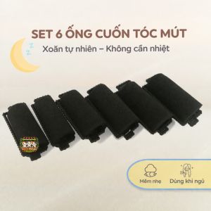 [HCM][HÀNG CÓ SẴN]SET 6 ỐNG CUỐN TÓC MÚT (LÔ UỐN TÓC XOĂN) MÀU ĐEN - TẠO KIỂU KHÔNG NHIỆT TÓC VẪN XINH