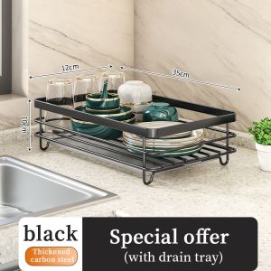 Kitchen Accessory Cabinet Single-Layer Dish Drying Rack Storage Rack 304 Stainless Steel Kitchen Dish Drying Rack