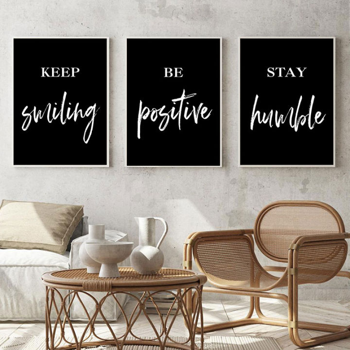 Minimalist Black White Quotes Canvas Painting Print Modern Wall ...