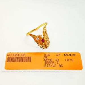 Cincin Vanki Design Indian Saiz 16 17 18 19 Emas 916 Yon Hing