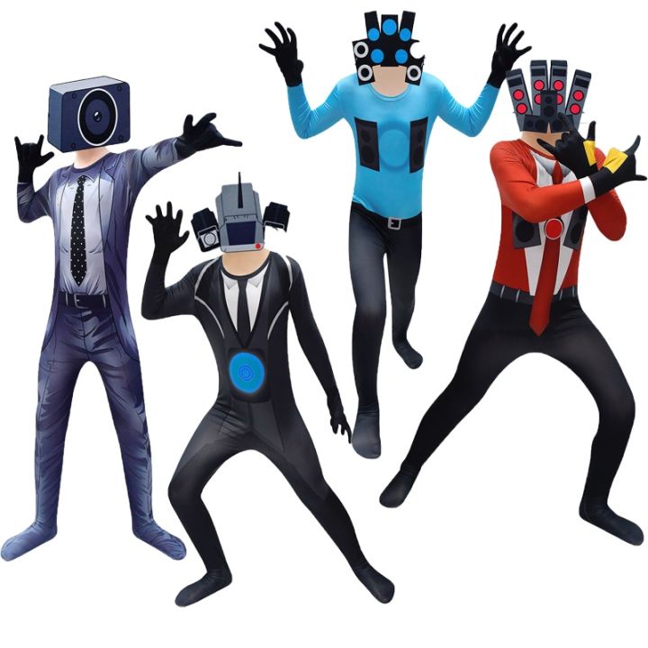 Camera Man Skibidi Toilet Costume For Kids Boy Game Toilet Man Onesie Mask  Terno Halloween Party Coplay Set