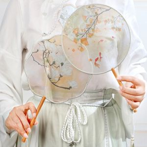 MICANGP มือถือแบบมือถือ พัดลมกลมสไตล์จีน ลายดอกไม้ลาย พร้อมจี้ พัดผ้าไหม โบราณโบราณ พู่พู่ห้อย พัดปักลาย งานแต่งงานแบบจีน