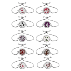 Fashionabl Máy khuếch tán tinh dầu Vòng tay mặt Độ dài có thể điều chỉnh Bangle trang sức bằng inox phụ kiện dự tiệc