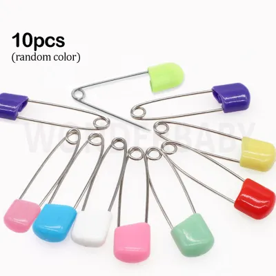 10Pcs Plastic Head Safety Pins Baby Kids Cloth Nappy Locking Brooch Buckles Colorful Needle Pins