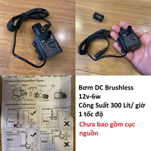 BƠM MINI 12V-6W (300L/H) KHÔNG CHỔI THAN