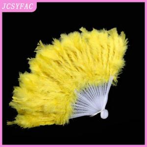 JCSYFAC 9 Colors New Costume Wedding Showgirl Dance Folding Hand Feather Fan Fancy
