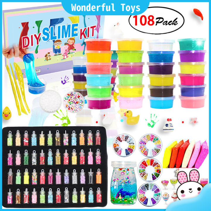 Wonderful Toys 24 Color DIY Slime Kit Cotton Slime Clay for Kids DIY Craft Clay Cotton Clay Making Material Set