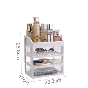 TABITHA RAK KOSMETIK MULTIFUNGSI 3 LACI MEJA RIAS SUSUN TEMPAT KOSMETIK KOTAK RIAS MAKEUP STORAGE [TABACC]