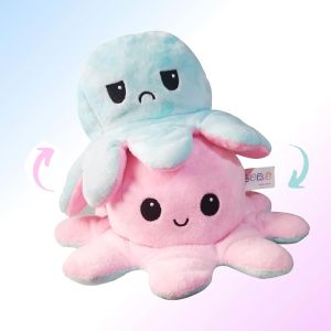 20CM Reversible Octopus Plush - Happy And Sad Moody Octopus Stuffed Toy- Octopus Plushie Reversible Teddy - Flip Octopus Shows Your True Emotion!