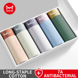 MiiOW 4Pcs Cotton Mens Panties 5A Antibacterial Crotch Man Underwear Seamless Breathable Men Boxer Underpants Mens Boxer Briefs