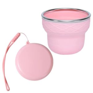MUQZI Có nắp Cốc gấp gọn di động Dung tích 200ml Dễ dàng làm sạch Cốc uống nước có thể gấp gọn Thực tế có dây đeo Cốc cà phê bằng silicon Cắm trại