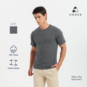 ANGUS Comfort Fit Tee (Slate) 100% Cotton T-Shirt Crew Neck
