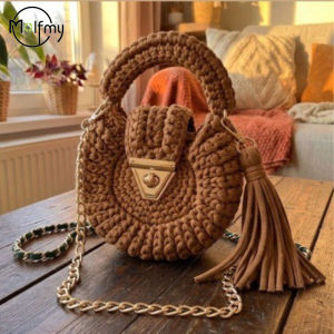 Hand Made Crochet Womens Bags Handmade Tassel Woven Bags for Women Handbags Crochet Tote Bag Designer Shoulder Bag Droshipping2026