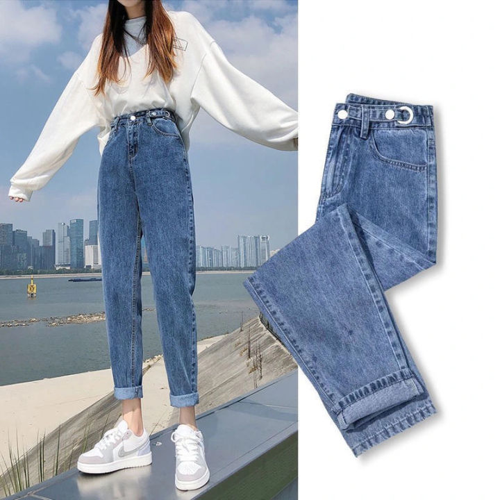 Women Jeans Loose Wide Leg Jeans High Waist Korean Style Casual