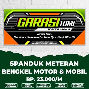 Spanduk bengkel motor dan mobil / banner bengkel dan mobil / banner spanduk meteran custom termurah