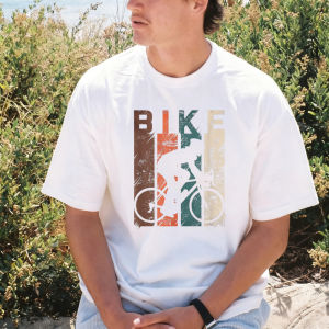 [Local Stock] VCC Vintage Color Block BIKE Letter Print Summer Pure Cotton Men Tee Casual Fashion Crew Neck Short Sleeve Daily Outdoor Bicycle Tee
