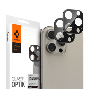 2 Pack Spigen iPhone 16 Pro Max / 16 Pro / 15 Pro Max / 15 Pro / 14 Pro Max / 14 Pro Camera Lens Optic Lens Protector