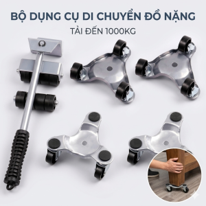 Bộ di chuyển đồ thông minh Tải trọng 1000KG - Dụng cụ nâng đồ nặng thép siêu cứng 4 bàn xe có bi xoay 360 độ