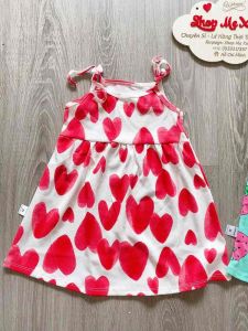 Váy thun 2 dây thắt nơ bé gái