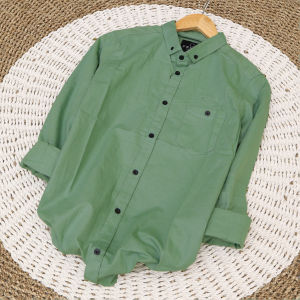 Kemeja Polos Pria Lengan Panjang Kemeja Casual Kemeja Premium Hight Quality Sage Green