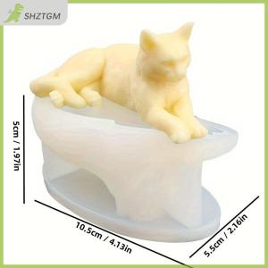 【SHZTGM】 1ชิ้นแฮนด์เมดแมวแกะสลักทำด้วยมืองานฝีมือสร้างสรรค์สร้างสรรค์ซิลิโคนแมวเทียนหอมระเหยแม่พิมพ์หล่อเครื่องประดับเรซิ่นสัตว์แม่พิมพ์