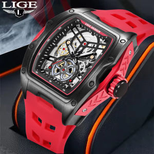 LIGE New Men Watches Skeleton Mechanical Automatic Watch Luxury Luminous 30M Waterproof Watch For Men +Box