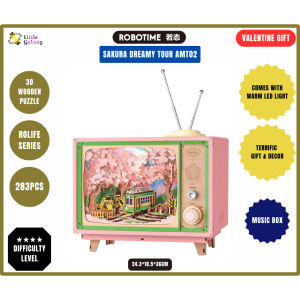 Robotime Rolife 3D Wooden Puzzle - Sakura Dreamy Tour DIY Music Box 3D Wooden Puzzle AMT02