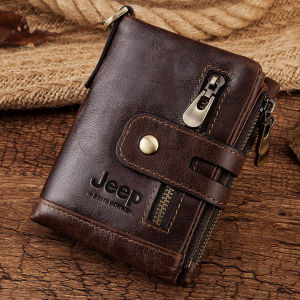 HUMERPAUL Men Wallet Cowhide Leather Bifold Short Wallets Male Hasp Vintage Purse Coin Pouch Multi-functional Cards Pocke