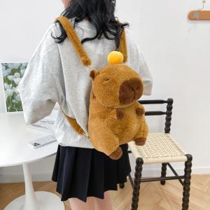 Kawaii Fashion Plushie Doll Fur Bag Capybara Plush Backpack Childrens Bag Shoulder Bag Mini Knapsack Bags Gifts For Girlfriend