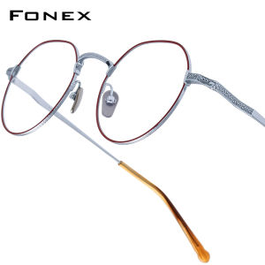 FONEX Pure Titanium Glasses Frame Women Brand Design Vintage Retro Polygon Eyeglasses Men Rose Gold Full-Rim Japanese High-Quality Ultralight Custom Optical Eyewear N046