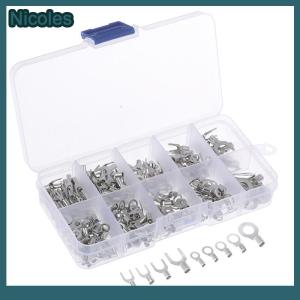 [Nicoles] 320Pcs Box 10 In 1 Terminals Non-Insulated Ring Fork U-type Brass Terminals kit