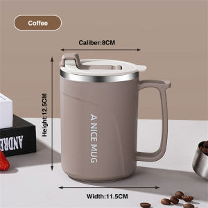【COD+Local】500ml Stainless Steel Coffee Cup With Cover And Handle Creative 304 Stainless Steel Vacuum Insulated Mug Tumbler Hot And Cold Coffee Tumbler Travel Tea Mug For Office