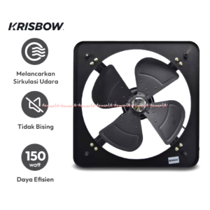 Krisbow 16inch Exhaust Fan Metal Alat Pengatur Angin Untuk Kamar Mandi Warna Hitam Mudah Dipasang Hemat Listrik 16 inci