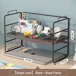 Office Desktop Small Shelf Household Table Multi-layer Iron Desk Finishing Storage Rack Simple Desk Shelf Organiser / Rainbow