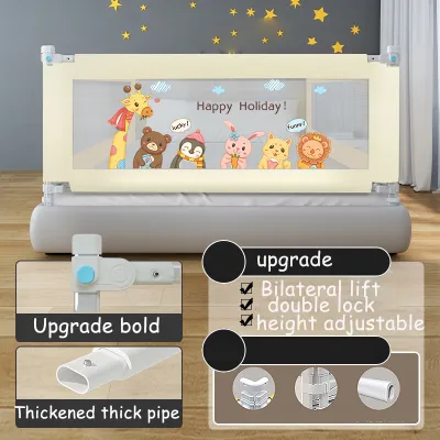 Baby Bed Fence Safe Breathable Mesh Adjustable Non-Toxic Sturdy Steel Fall-Proof Guardrail (1.4m/1.5m/1.8m/1.9m/2.0m)