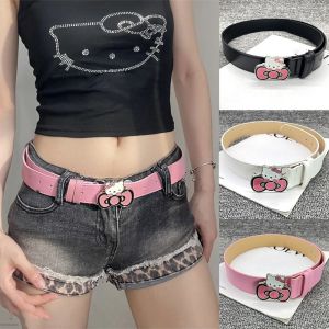 THANKSKY Khóa kim loại Thắt lưng nơ mèo Kitty Hợp kim Dầu nhỏ giọt Thắt lưng da PU Punk Kim cương giả Thắt lưng quần jean Nam