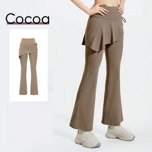 FUYOGI Flared Leg Pants Yoga Sports Skirted Wrinkled Fitness Hight Waist Elastic Breathable Free of Movement Gym