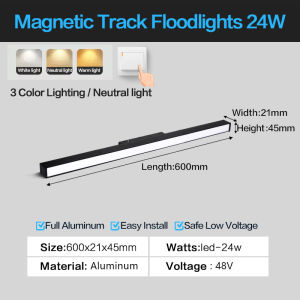Likelgn LED Magnetic Track Light 48V 3 Color Temperatures Modern Minimalism Indoor Floodlight Grille Lamp