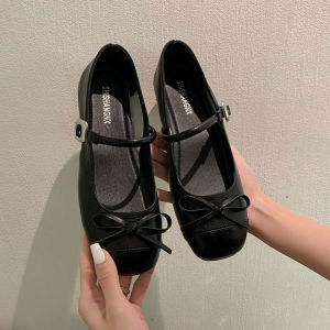 Free Shipping Silver Shallow-Toe Ballet Flats For Women 2026 Spring New Collection Flat Shoes To Match Skirts JK-Style Leather Shoes