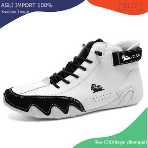 Prelesty Fashion Casual Sepatu Boots Pria Tinggi Formal Kulit   Cowok Dewasa Kerja Lentur Handmade Keren Anti Slip 347