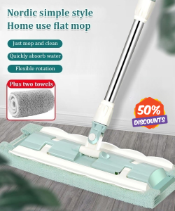 【🔥🔥Hot Sell】Household Flat Mop Dry And Wet Floor Mop Cloth Handfree Washing Clean Wood Floor Tile 免手洗平板拖把